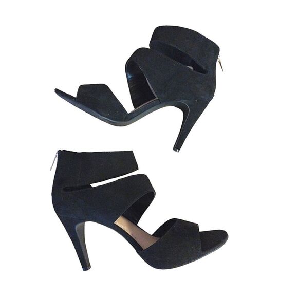 Kelly & Katie Black Vegan Suede Amari Back Zip Kitten Heels Size 9 - Picture 5 of 14